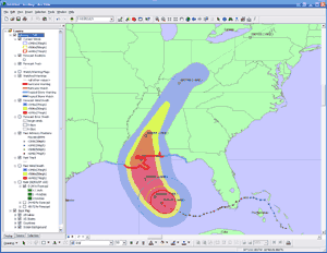 Hurricane Katrina Advisory #22 in ArcMap
