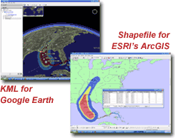 Screen shots of Hurricane Tracking